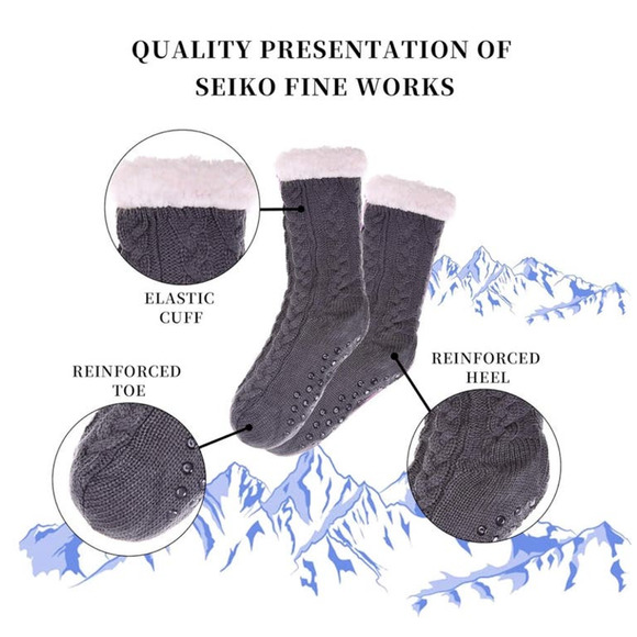 SDBING Women Winter Soft Warm Cozy Fuzzy Fleece Lined Gripper Slipper Socks NEW - Picture 2 of 13